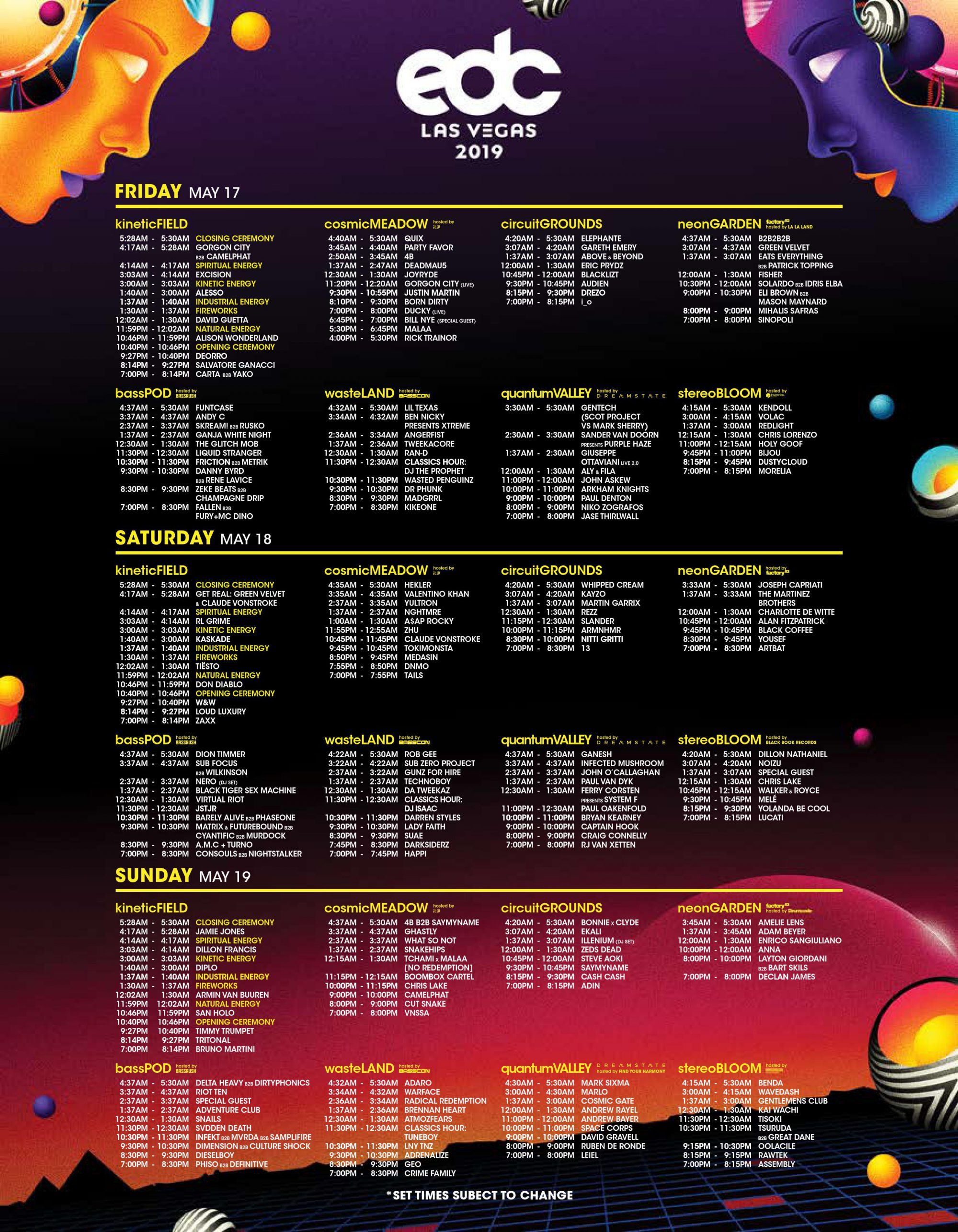 EDC Las Vegas 2019 Set Times & Festival Map Revealed OZ EDM