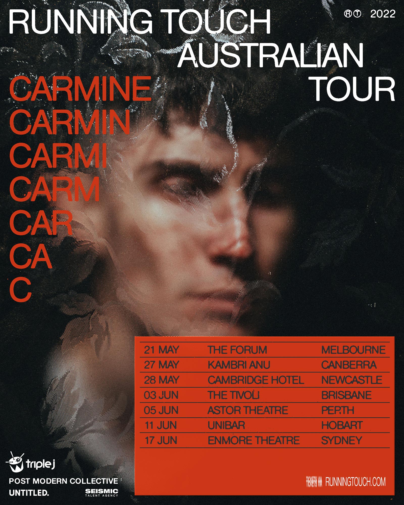 running-touch-carmine-australian-tour-2022-poster-oz-edm